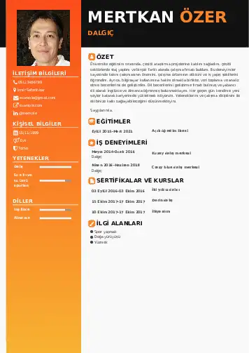 Dalgıç CV Örnekleri cv indir